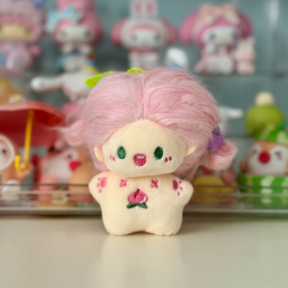 Pink Peach Baby Plush Keychain